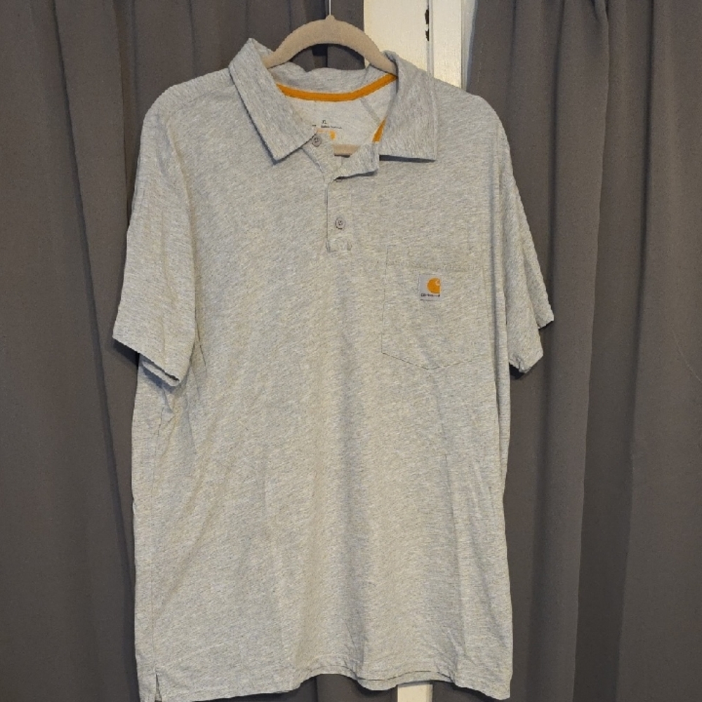 Carhartt Force Relaxed Fit Men's Gray Polo Shirt Pocket Sz XL EUC